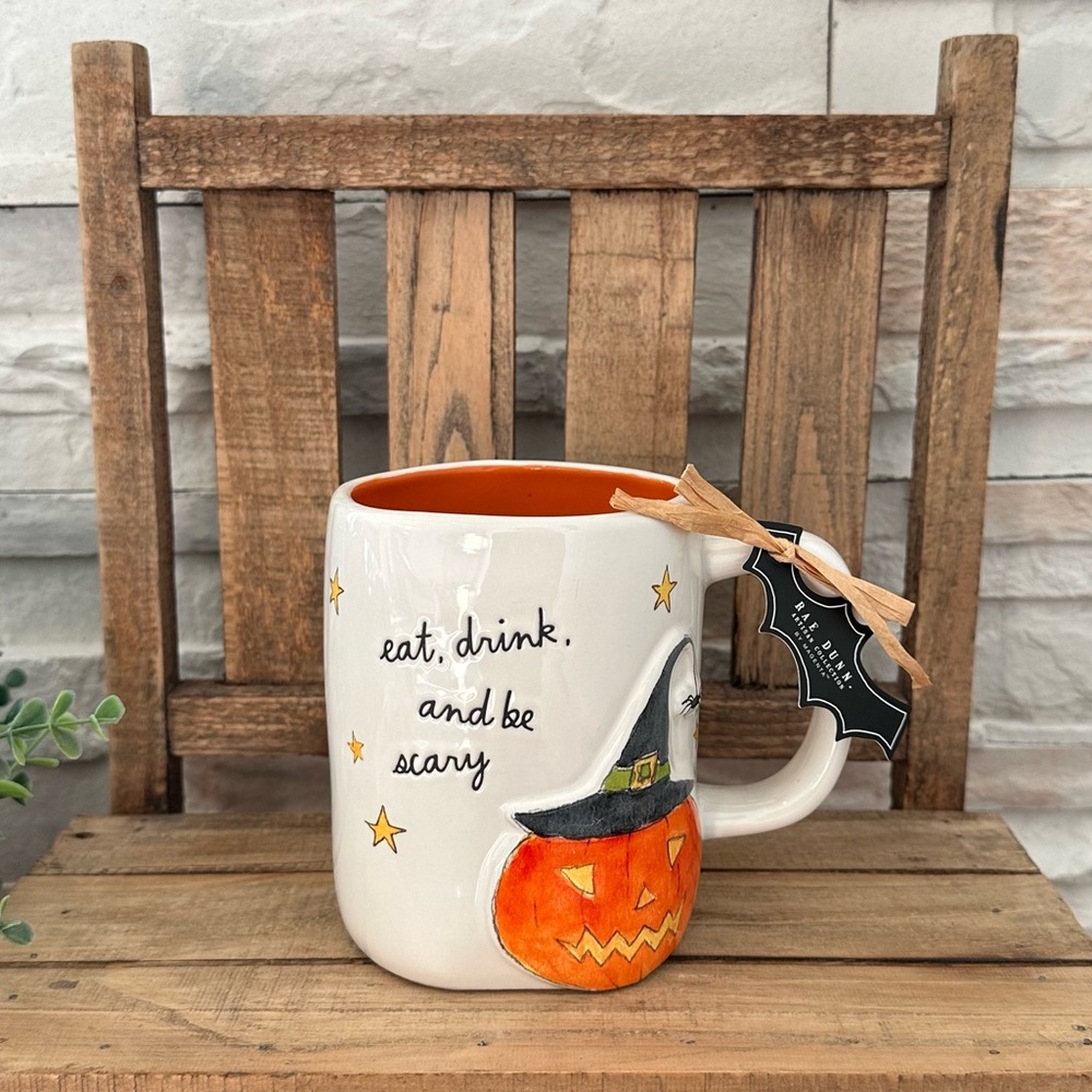 🆕 Rae Dunn | 🎃 "eat, drink, and be scary" Pumpkin Halloween Mug!